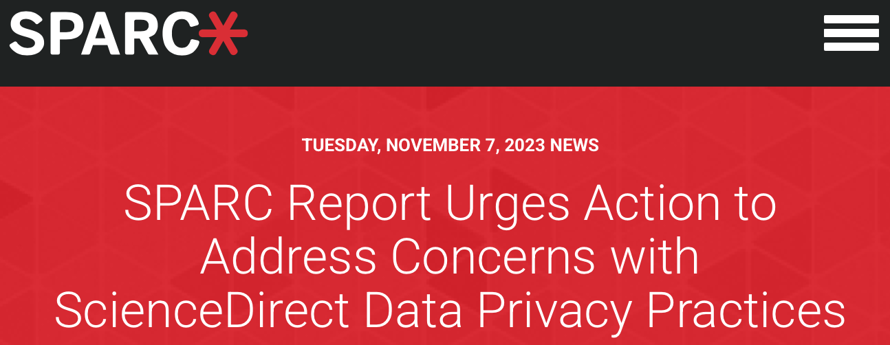 SPARC Report Urges Action to Address Concerns with ScienceDirect Data Privacy Practices